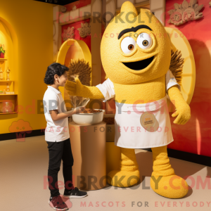Gold Paella mascot costume...