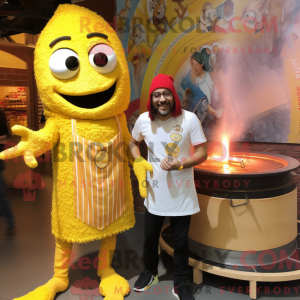 Gold Paella mascot costume...