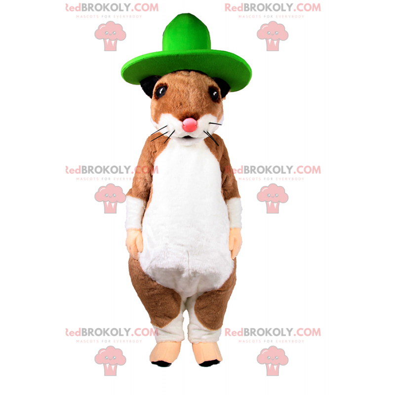 Eekhoornmascotte met grote groene hoed - Redbrokoly.com