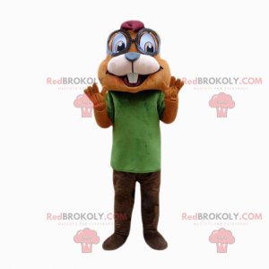 Eekhoornmascotte met grote ronde glazen - Redbrokoly.com