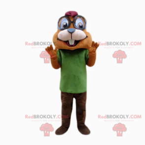 Veverka maskot s velkými kulatými brýlemi - Redbrokoly.com