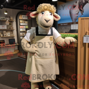 Cream Merino Sheep maskot...