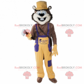 Squirrel mascot overalls with a hammer - Redbrokoly.com