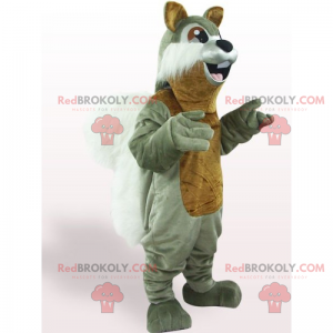 Grå ekorn maskot med brune øyne og mage - Redbrokoly.com