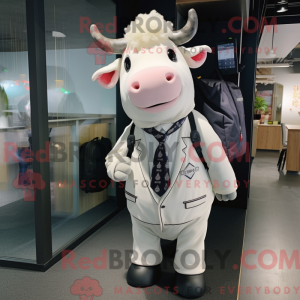 White Cow maskot draktfigur...