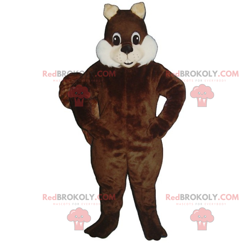Mascotte d'écureuil marron aux oreilles beige - Redbrokoly.com