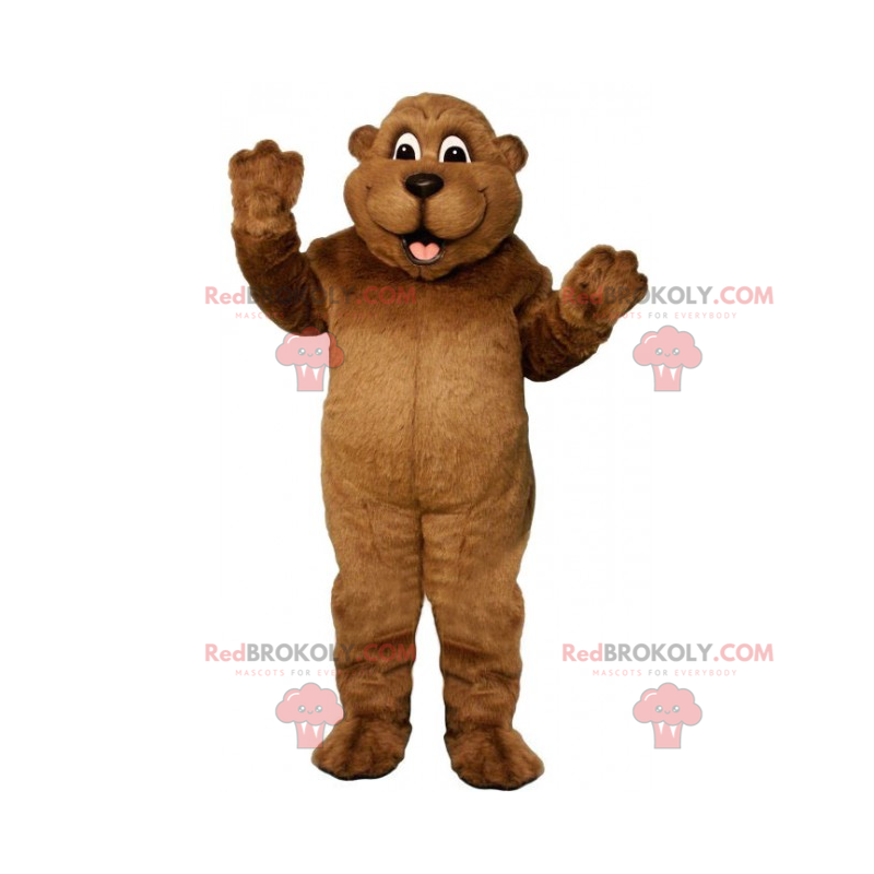 Esquilo marrom mascote com um grande sorriso - Redbrokoly.com