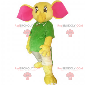 Elefantenmaskottchen mit großen rosa Ohren - Redbrokoly.com