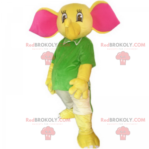 Olifant mascotte met grote roze oren - Redbrokoly.com