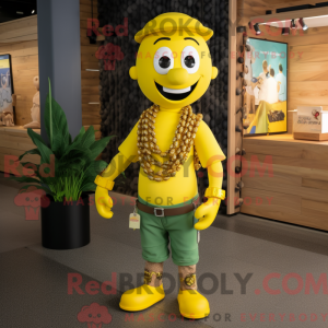 Gul akrobat maskot kostume...