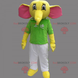 Mascote elefante com camiseta e calça - Redbrokoly.com