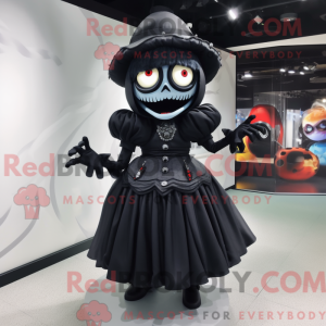 Sort Undead maskot kostume...