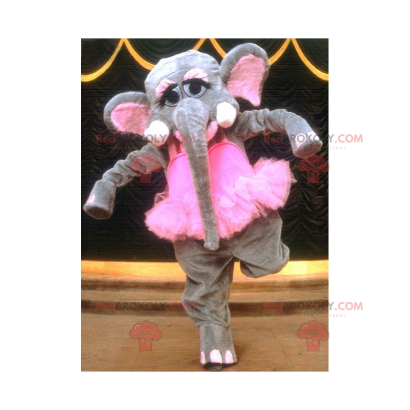 Olifant mascotte met tutu danser - Redbrokoly.com