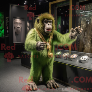Green Baboon mascot costume...