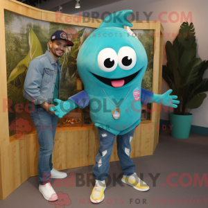 Teal Ceviche mascot costume...