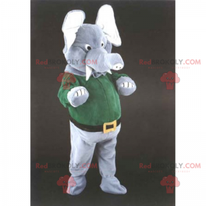 Olifant mascotte in broek en groene trui - Redbrokoly.com