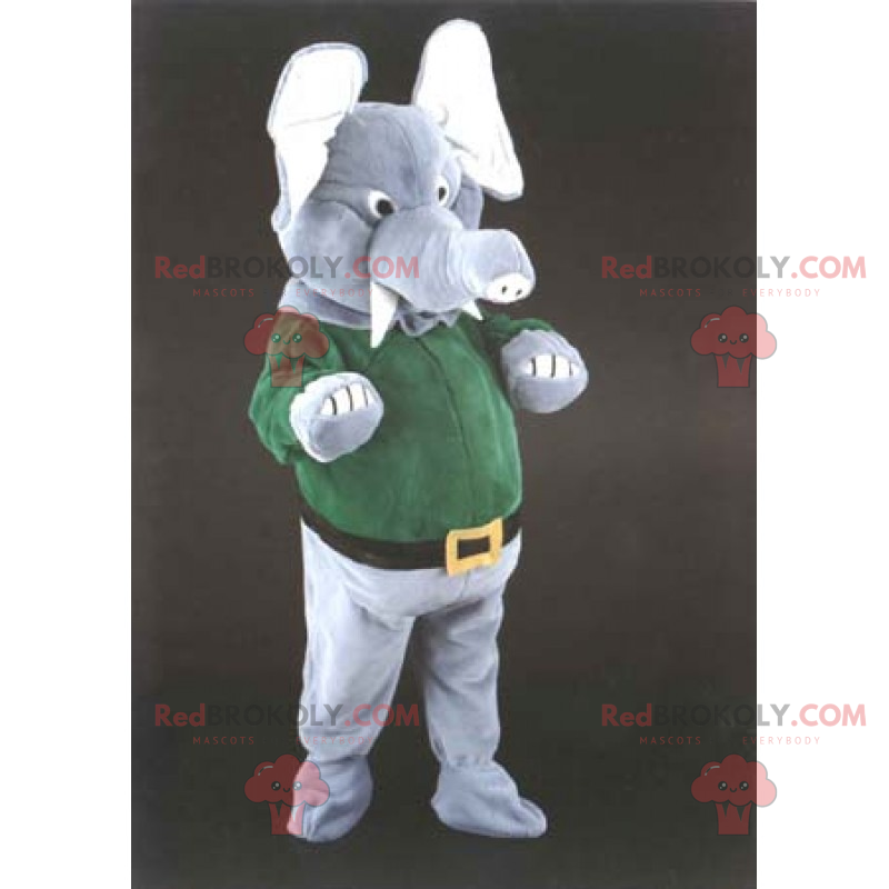 Maskot slona v kalhotách a zeleném svetru - Redbrokoly.com Maskot slona v kalhotách a zeleném svetru - Redbrokoly.com