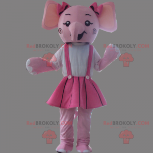 Mascotte d'éléphant rose en robe - Redbrokoly.com