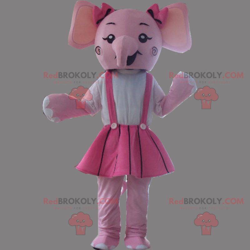 Różowa maskotka słoń w sukience - Redbrokoly.com Różowa maskotka słoń w sukience - Redbrokoly.com