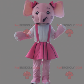 Rosa elefantmaskot i klänning - Redbrokoly.com