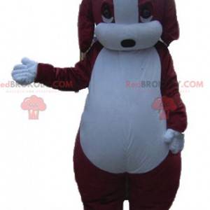 Plump and cute brown and white dog mascot - Redbrokoly.com