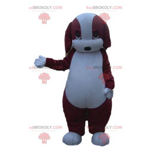 Plump og sød brun og hvid hundemaskot - Redbrokoly.com