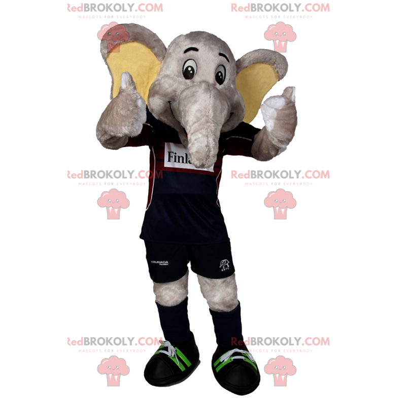 Elefante mascote com equipamento de futebol - Redbrokoly.com Elefante mascote com equipamento de futebol - Redbrokoly.com
