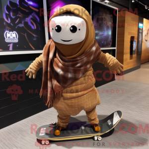 Brun skate-maskotdraktfigur...