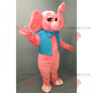 Rosa elefantmaskot med blå fluga - Redbrokoly.com