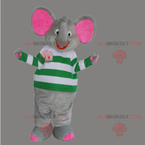 Le elefantmaskot med randig tröja - Redbrokoly.com