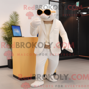 Beige Beluga Whale maskot...