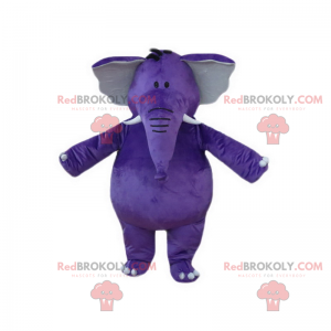 Lila och rund elefantmaskot - Redbrokoly.com
