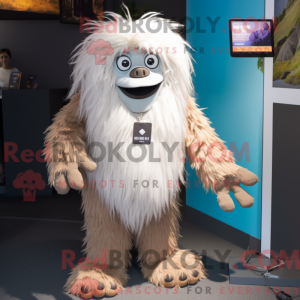 Tan Yeti maskot kostume...