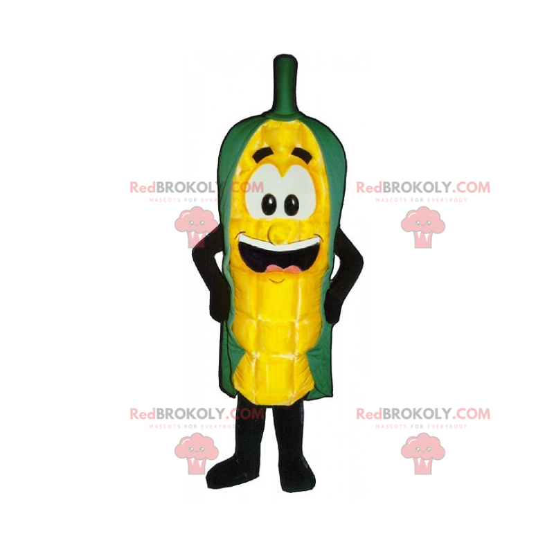 Corn ear mascot with a big smile - Redbrokoly.com