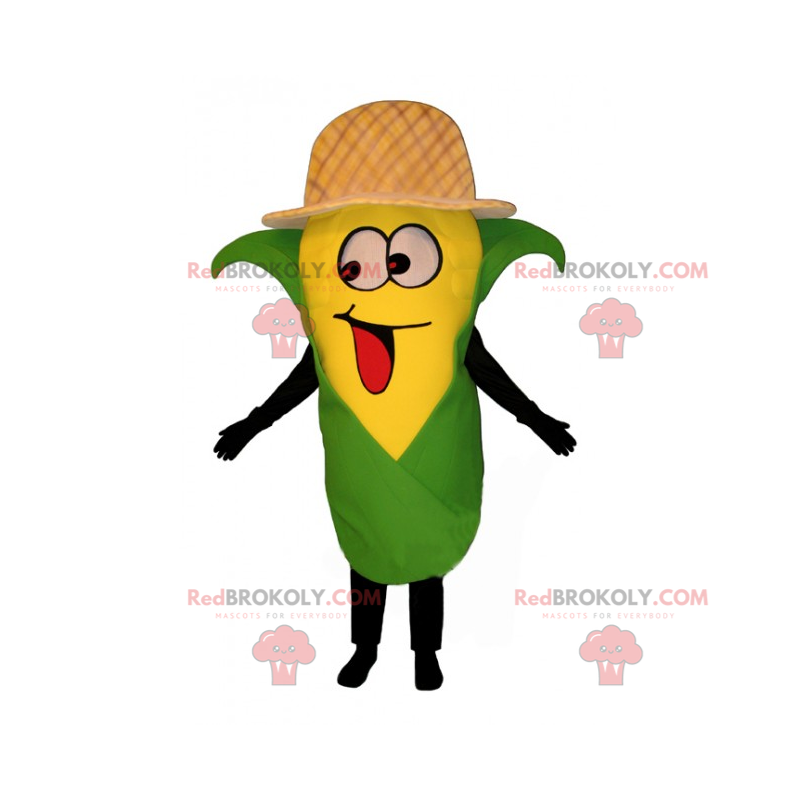 Corn ear mascot with hat - Redbrokoly.com