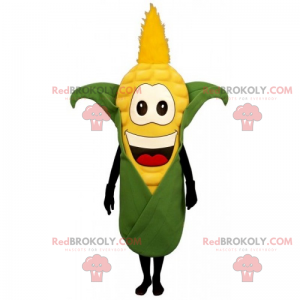 Corn ear mascot with a big smile - Redbrokoly.com