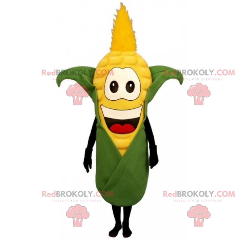 Corn ear mascot with a big smile - Redbrokoly.com