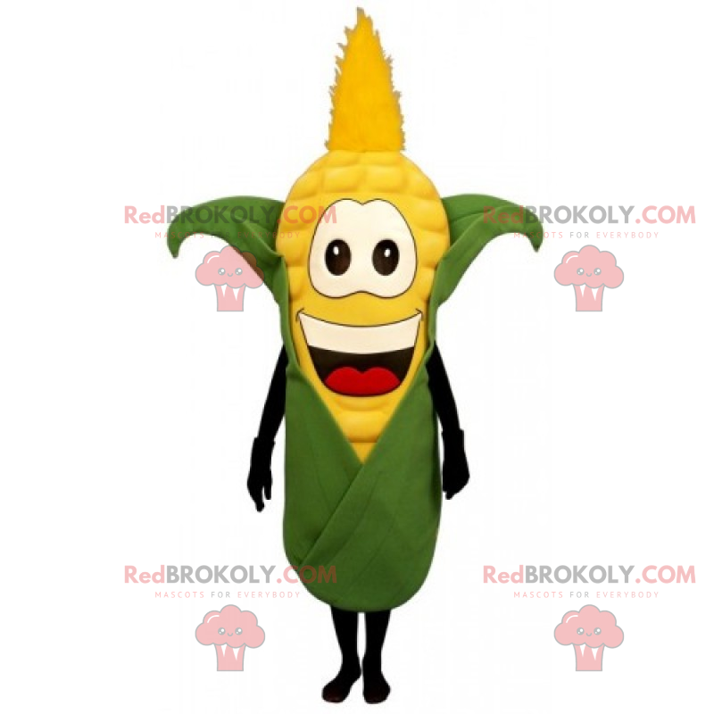 Mascotte dell'orecchio di mais con un grande sorriso - Mascotte dell'orecchio di mais con un grande sorriso -