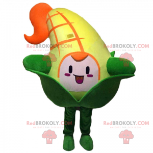 Corn ear mascot with smiling face - Redbrokoly.com