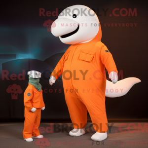 Orange Beluga Whale maskot...