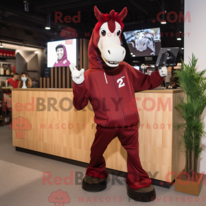 Maroon Horse mascot costume...