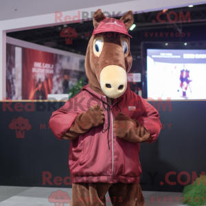 Maroon Horse mascot costume...