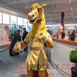 Gold Horse mascot costume...