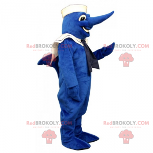 Schwertfisch-Maskottchen im Matrosen-Outfit - Redbrokoly.com