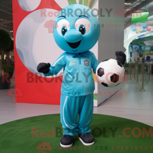 Turquoise voetbal mascotte...