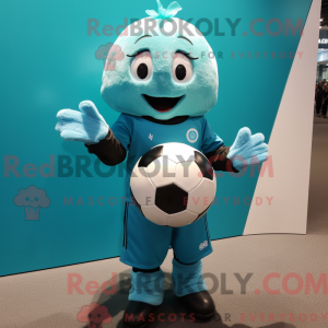 Turquoise voetbal mascotte...