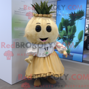 Beige Mango maskot kostume...