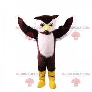 Mascote coruja branca e marrom - Redbrokoly.com
