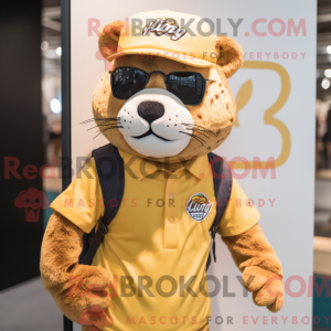 Guld Jaguar maskot kostume...