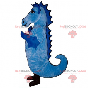 Blue seahorse mascot and black feet - Redbrokoly.com